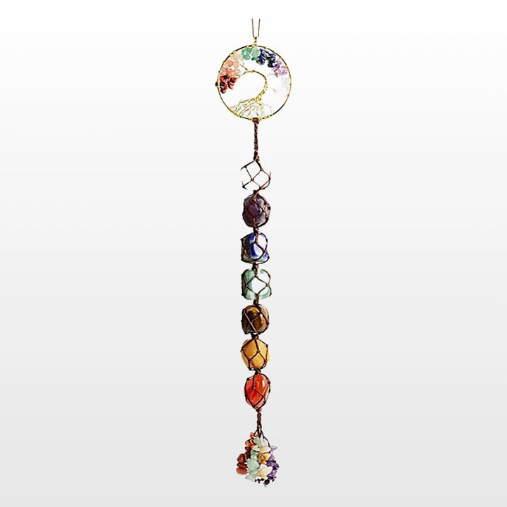 7 Chakra Tree of Life Crystal Hanging Ornament – Balance, Harmony, Growth