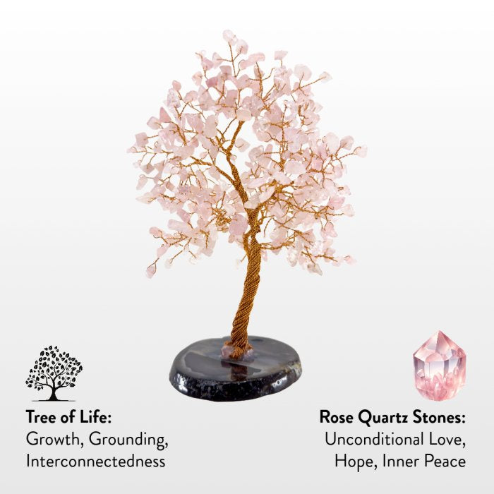 Nurturing Love – Rose Quartz Crystal Tree of Life