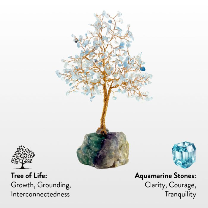 Serene Balance – Aquamarine Crystal Tree of Life