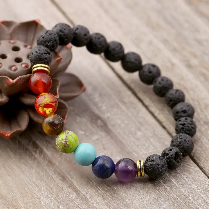 Balance, Harmony, Growth – 7 Chakra Lava Stone Bracelet