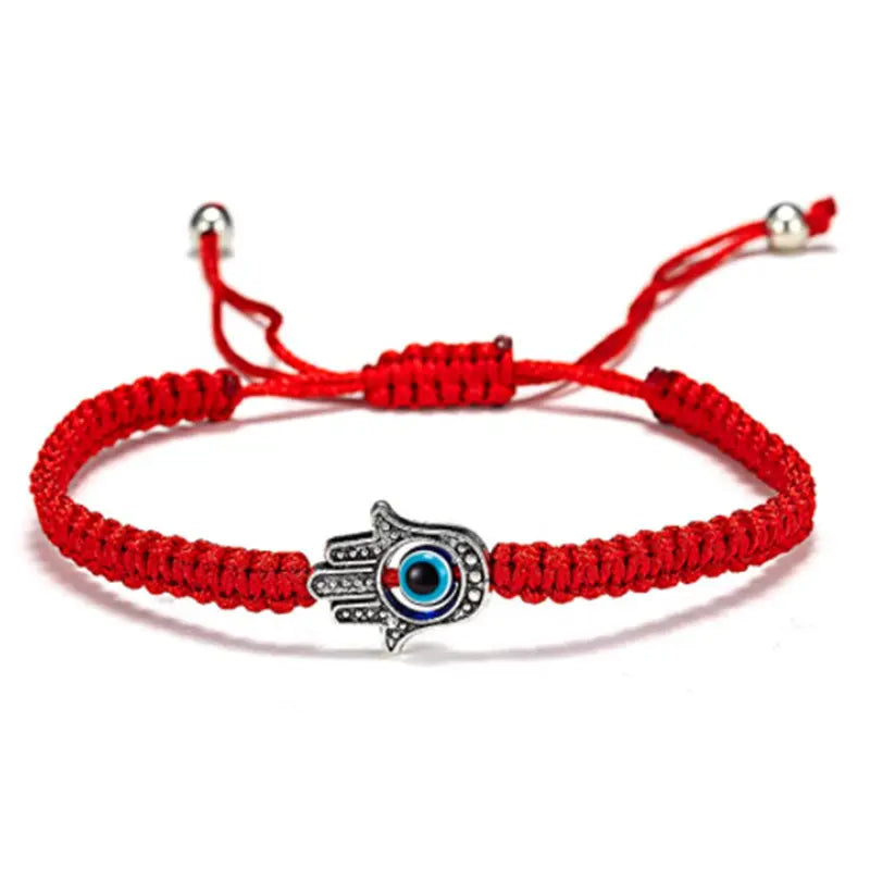 Protection, Luck, Happiness – Hamsa Evil Eye String Bracelet