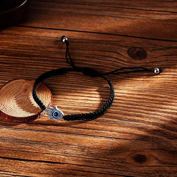 Protection, Luck, Happiness – Hamsa Evil Eye String Bracelet