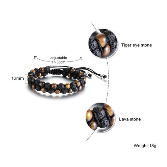 Courage, Willpower, Confidence – Tiger Eye Lava Stone Bracelet